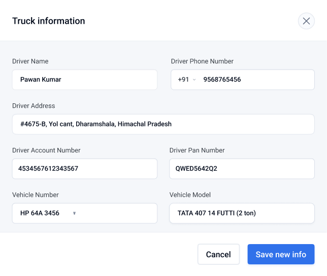 Truck information